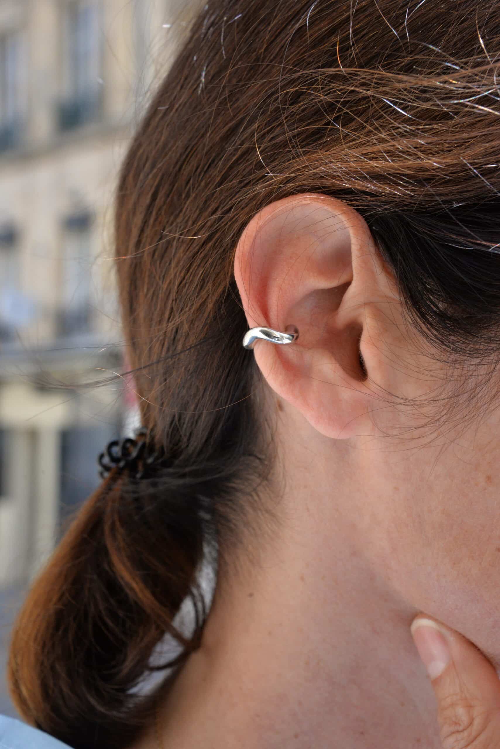 Boucle d’oreille Cuff Wave Argent