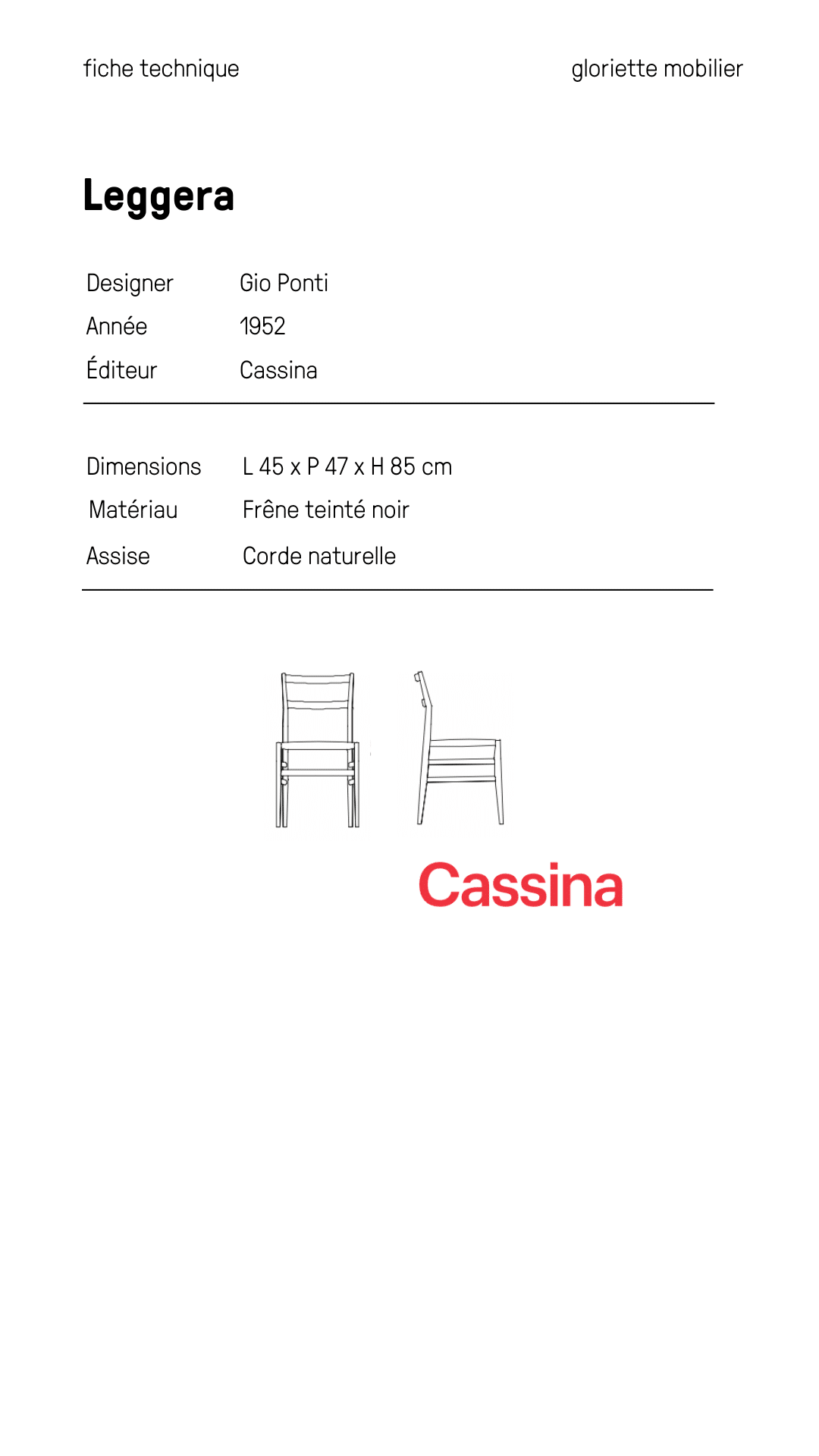 Chaise Leggera 646